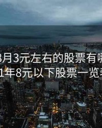 2020年8月3元左右的股票有哪些，2021年8元以下股票一览表