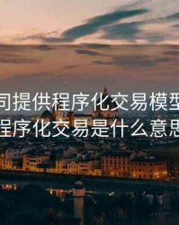 期货公司提供程序化交易模型，期货程序化交易是什么意思